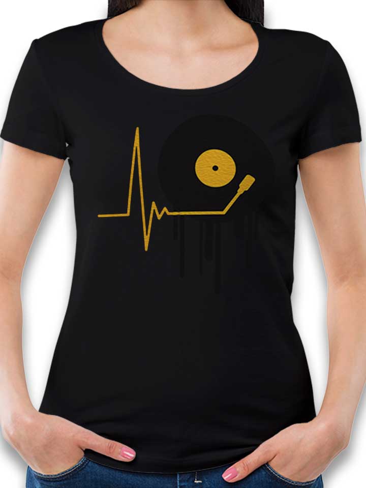 music-pulse-vinyl-damen-t-shirt schwarz 1