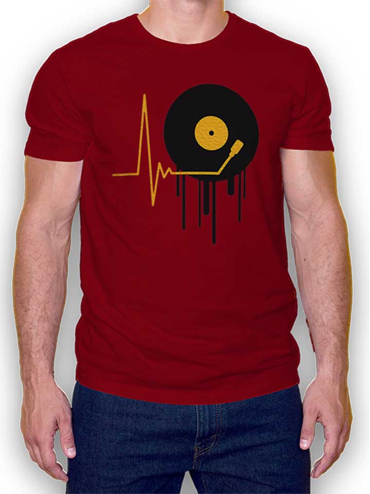 Music Pulse Vinyl Camiseta burdeos L