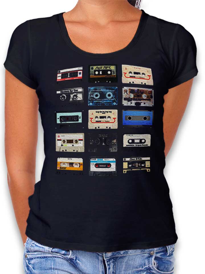 Music Tapes Womens T-Shirt black L