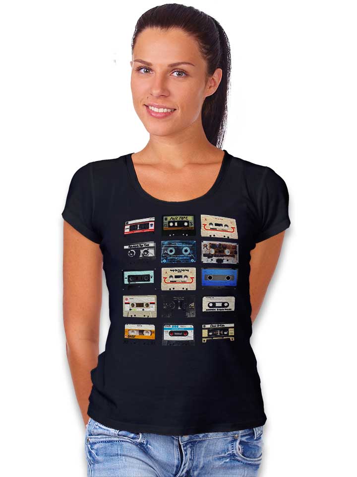 music-tapes-damen-t-shirt schwarz 2