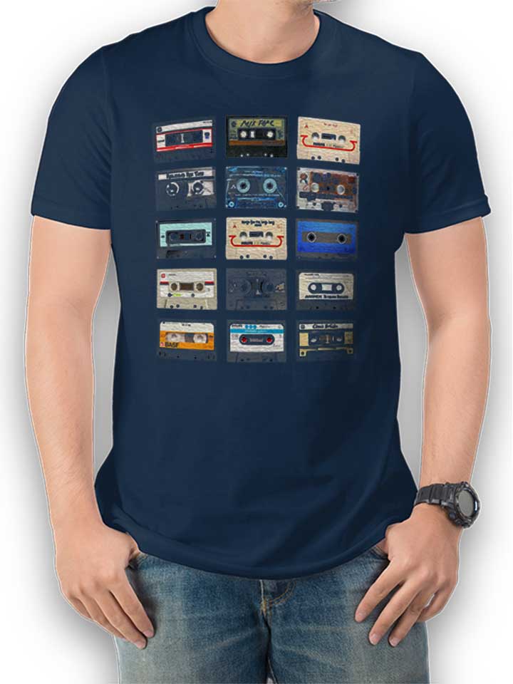 Music Tapes T-Shirt navy L