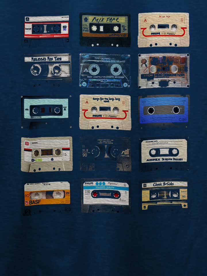 music-tapes-t-shirt dunkelblau 4