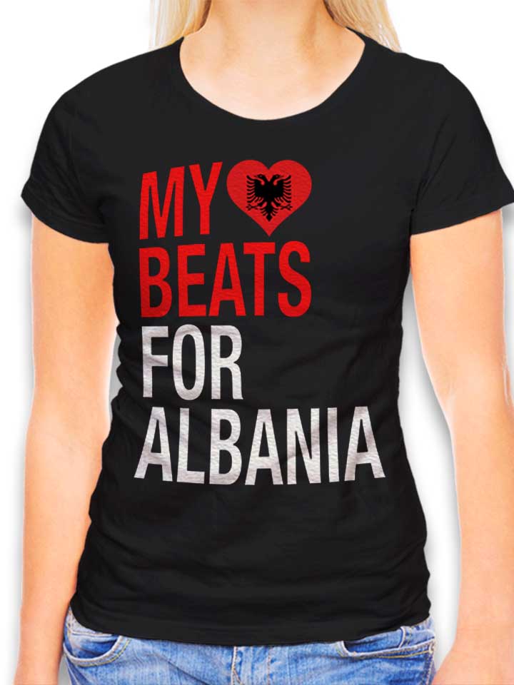 My Heart Beats For Albania Damen T-Shirt schwarz L
