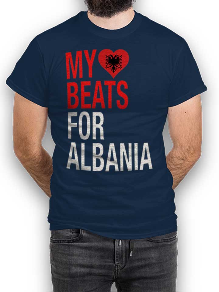 My Heart Beats For Albania T-Shirt dunkelblau L