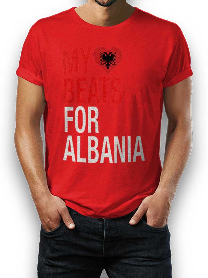 My Heart Beats For Albania T-Shirt red L