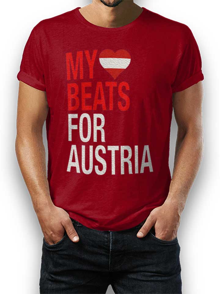 My Heart Beats For Austria T-Shirt bordeaux L