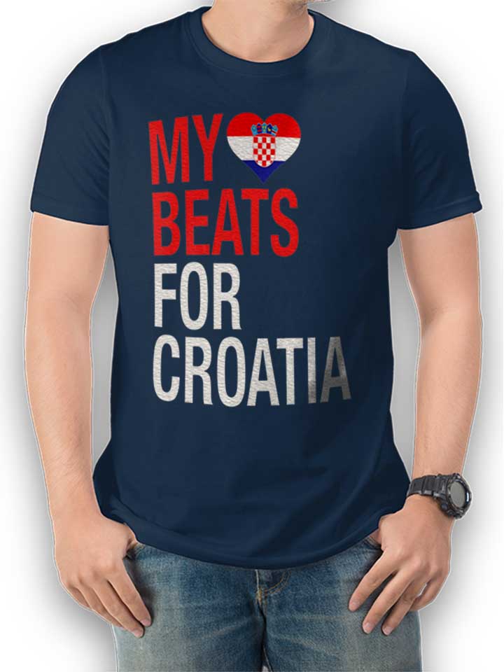 My Heart Beats For Croatia T-Shirt dunkelblau L