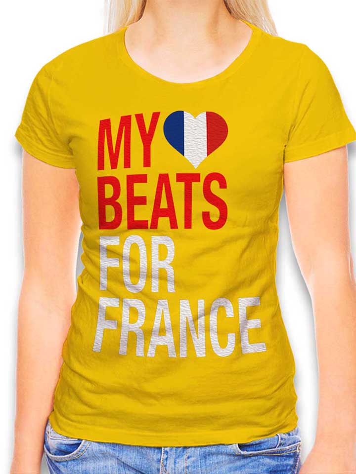 My Heart Beats For France T-Shirt Femme jaune L