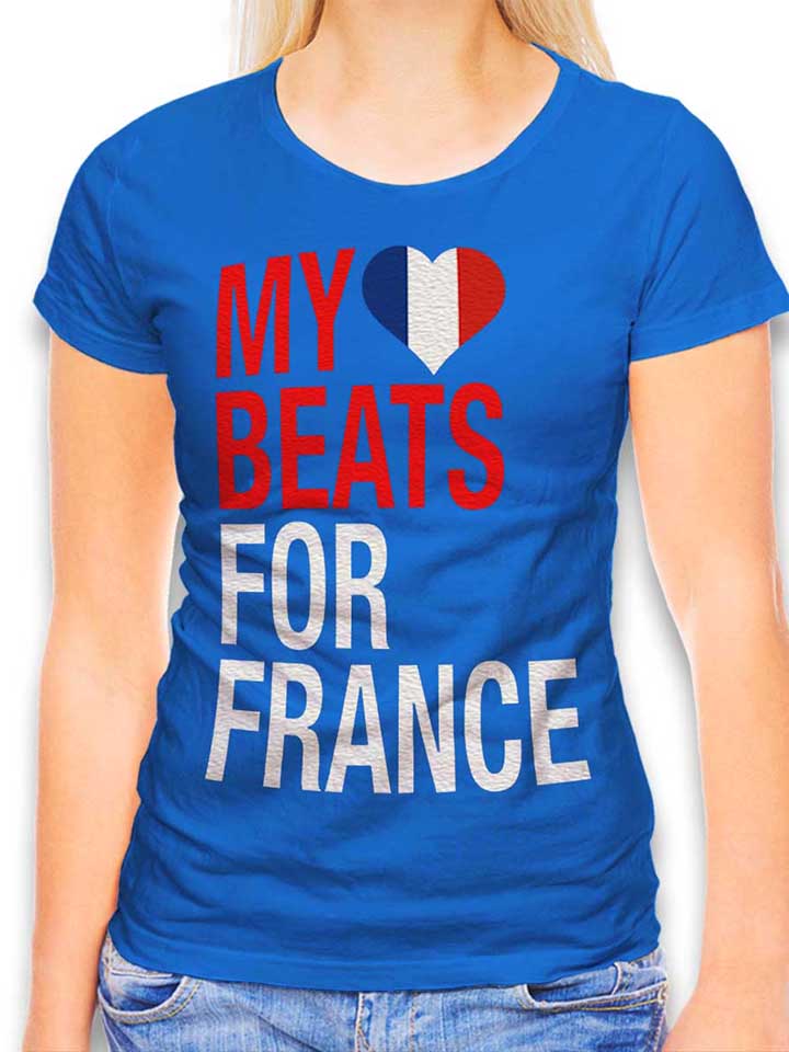 My Heart Beats For France T-Shirt Donna blu-royal L