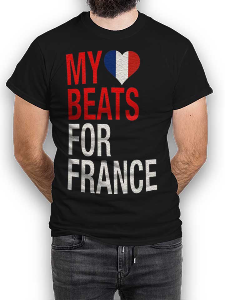 My Heart Beats For France Kinder T-Shirt schwarz 110 / 116