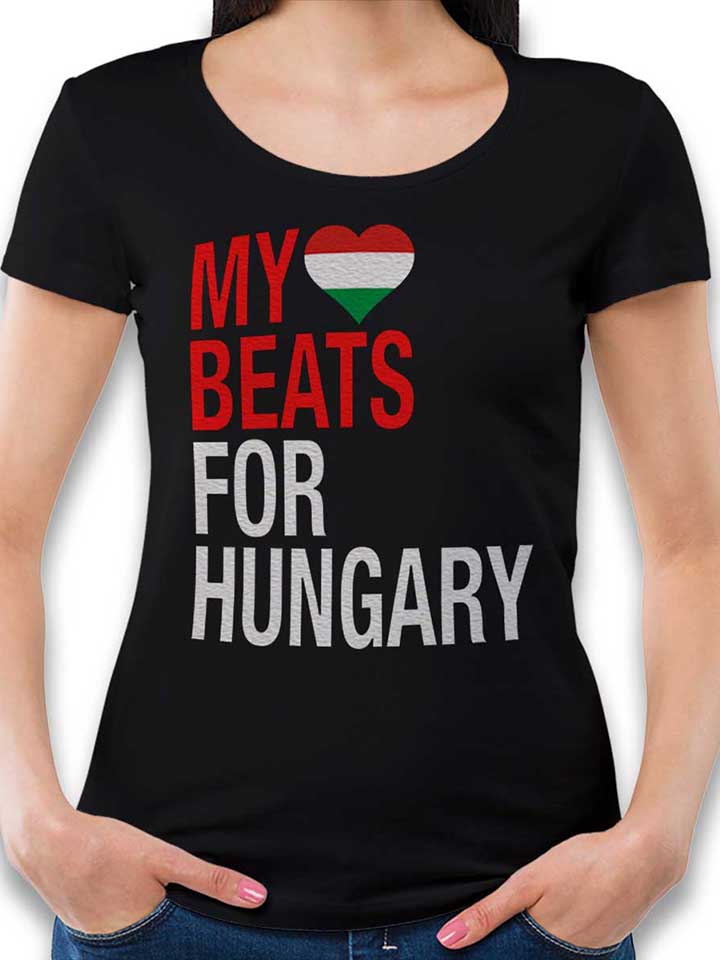 My Heart Beats For Hungary Damen T-Shirt schwarz L