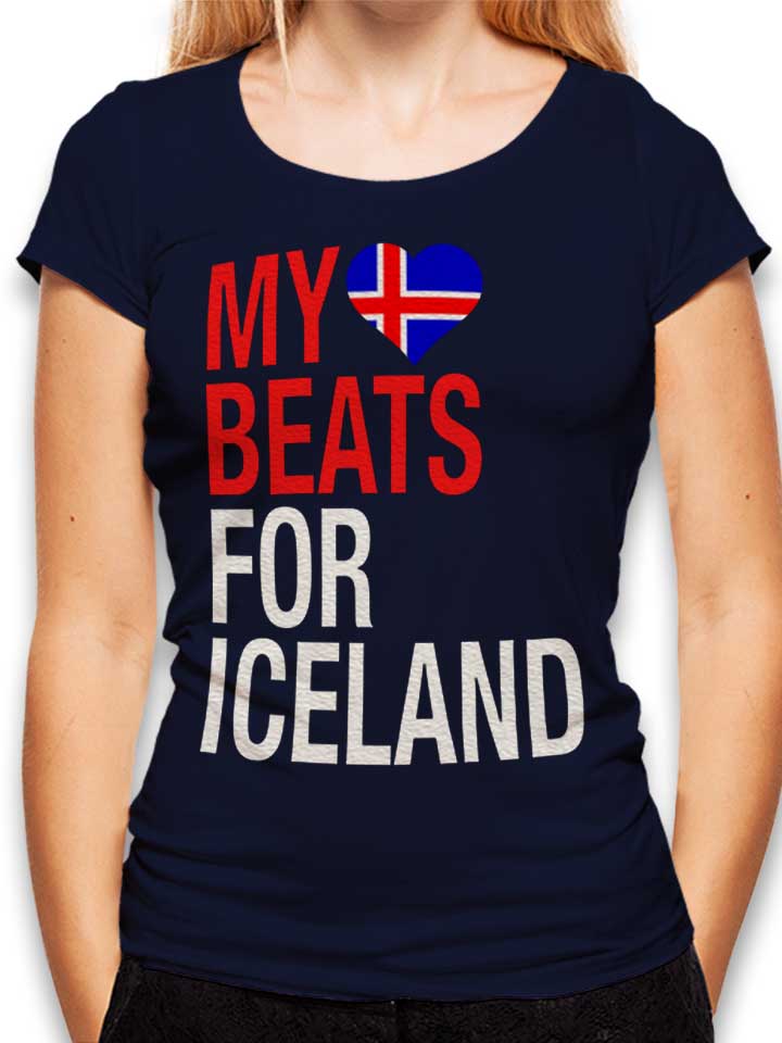 My Heart Beats For Iceland T-Shirt Femme bleu-marine L