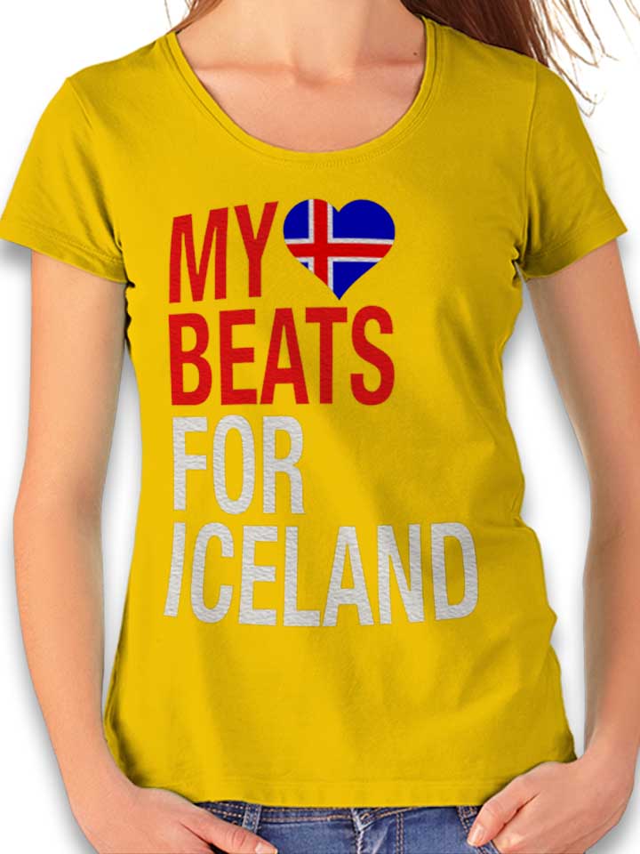 My Heart Beats For Iceland Womens T-Shirt yellow L