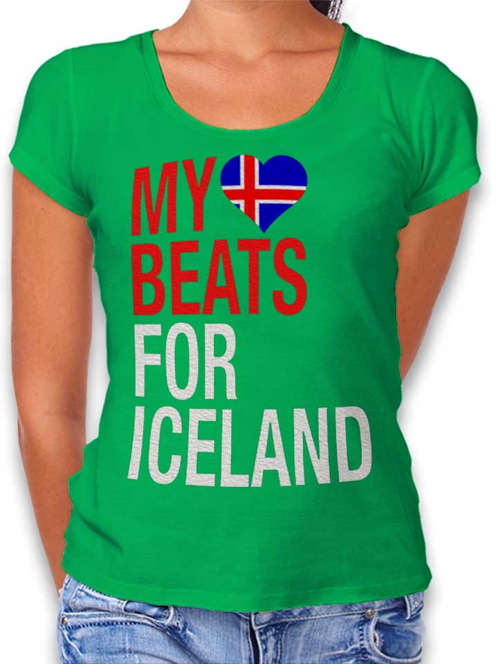 My Heart Beats For Iceland Damen T-Shirt gruen L