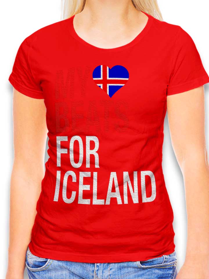 My Heart Beats For Iceland T-Shirt Donna rosso L