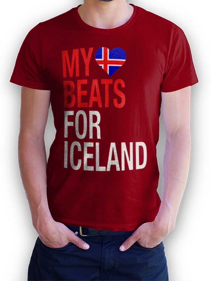 My Heart Beats For Iceland T-Shirt bordeaux L