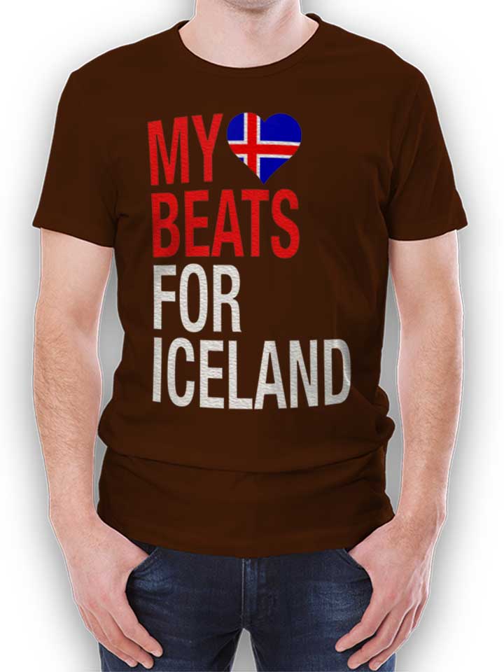 My Heart Beats For Iceland T-Shirt marron L