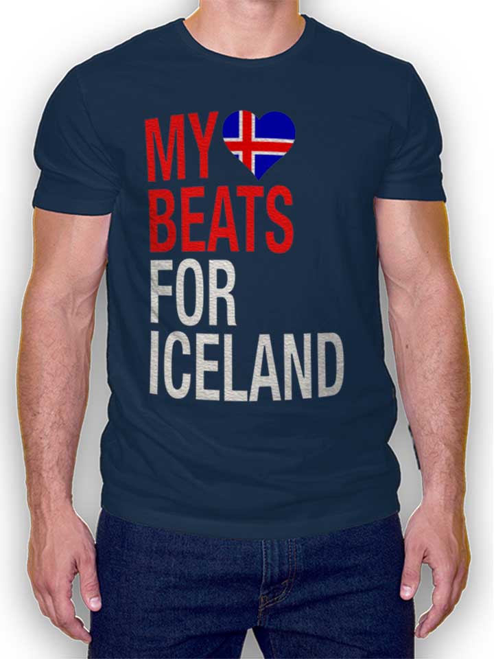 My Heart Beats For Iceland T-Shirt dunkelblau L