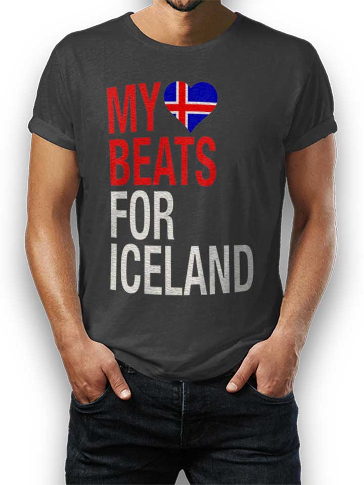 My Heart Beats For Iceland Camiseta gris-oscuro L