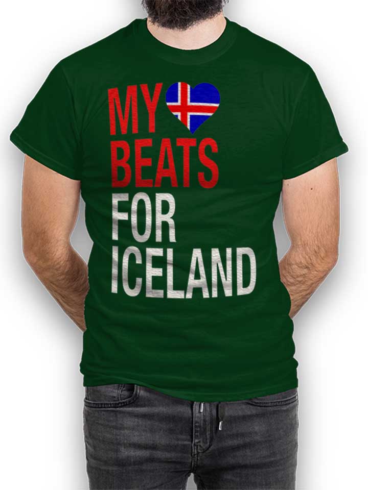 My Heart Beats For Iceland T-Shirt dunkelgruen L
