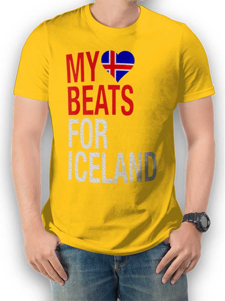 My Heart Beats For Iceland T-Shirt gelb L