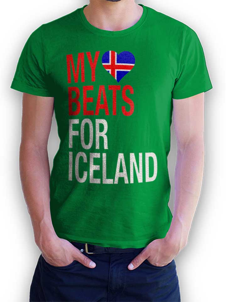 My Heart Beats For Iceland T-Shirt gruen L