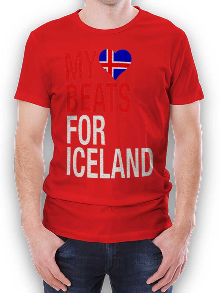 My Heart Beats For Iceland T-Shirt rouge L