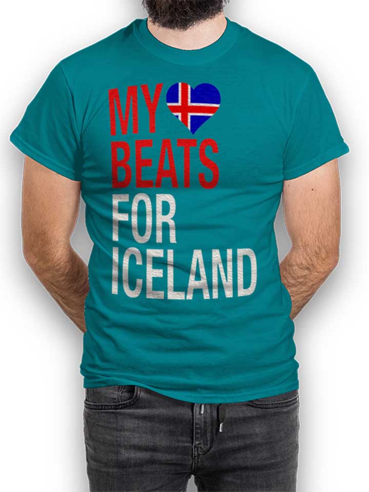 My Heart Beats For Iceland Camiseta turquesa L