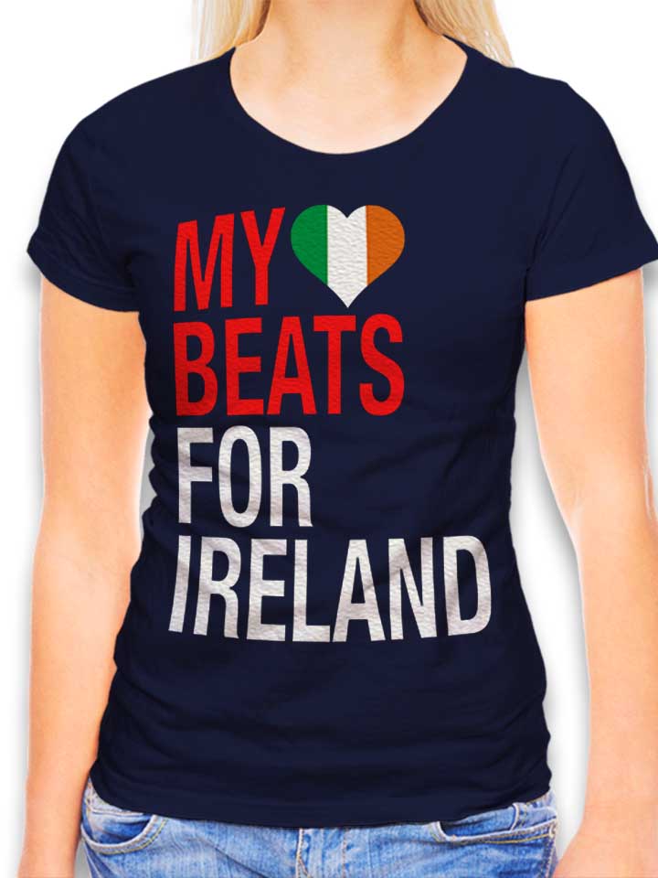 My Heart Beats For Ireland Damen T-Shirt dunkelblau L