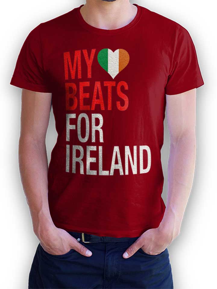 My Heart Beats For Ireland Camiseta burdeos L