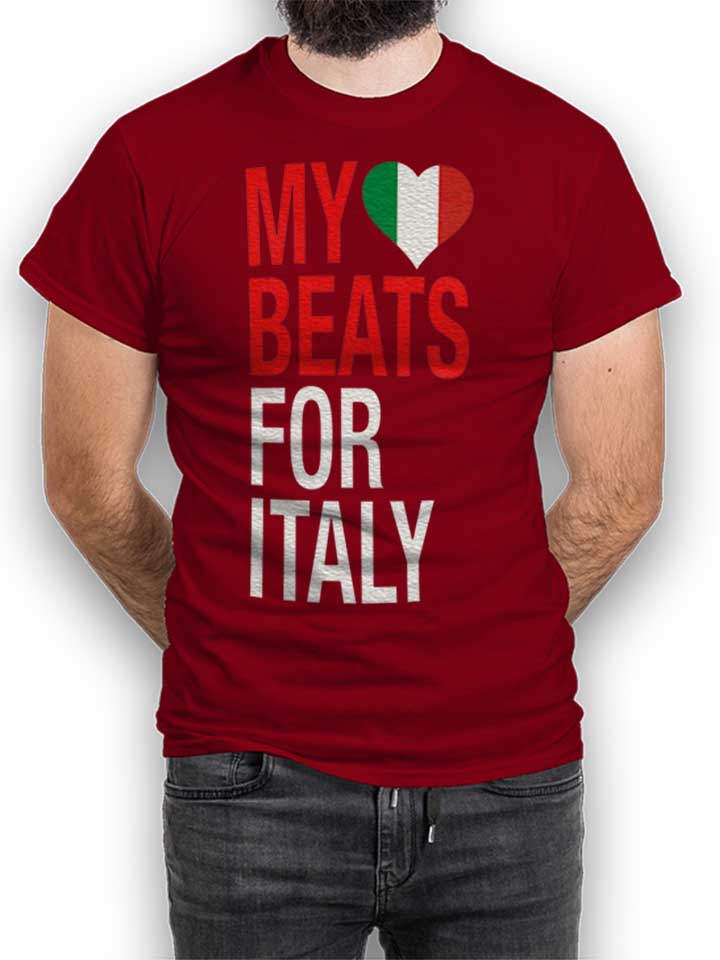 My Heart Beats For Italy Camiseta burdeos L