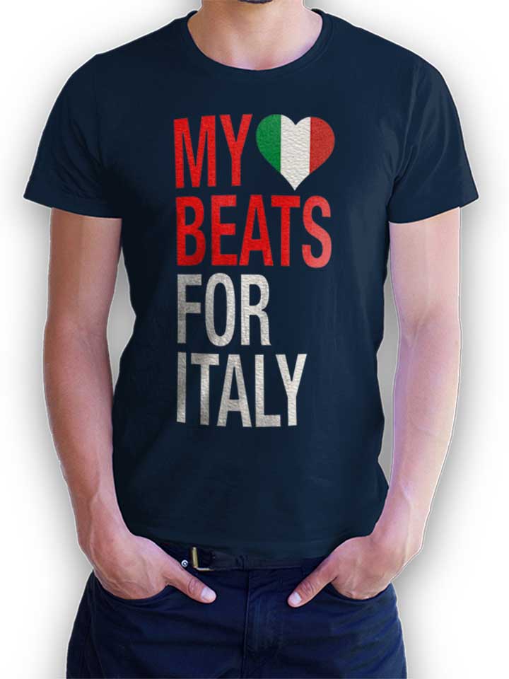 My Heart Beats For Italy Camiseta azul-marino L