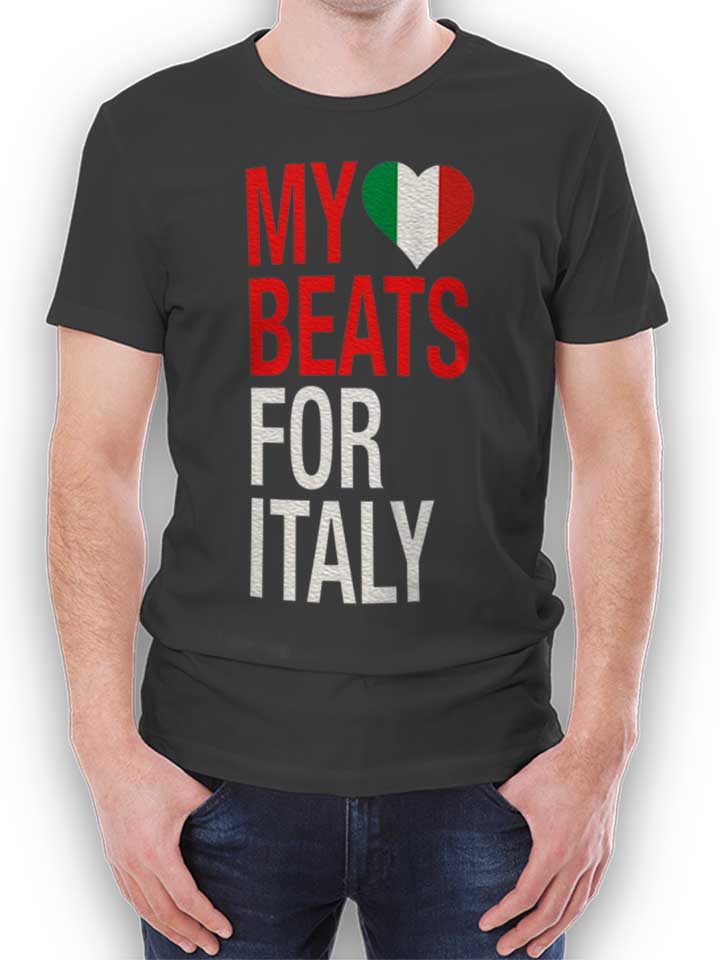 My Heart Beats For Italy Camiseta gris-oscuro L