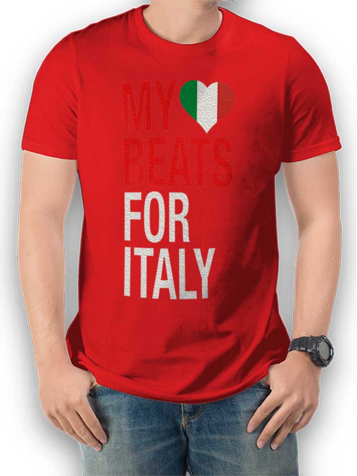 My Heart Beats For Italy T-Shirt red L