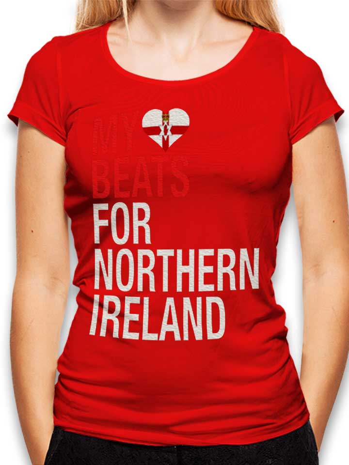 My Heart Beats For Northern Ireland Womens T-Shirt red L