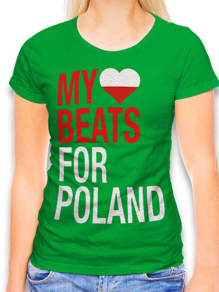 My Heart Beats For Poland Womens T-Shirt green L
