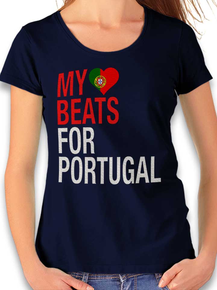 My Heart Beats For Portugal T-Shirt Femme bleu-marine L