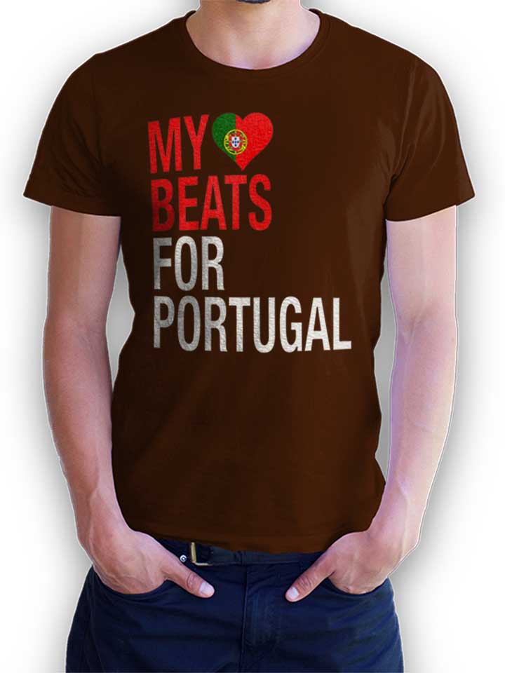My Heart Beats For Portugal T-Shirt marrone L