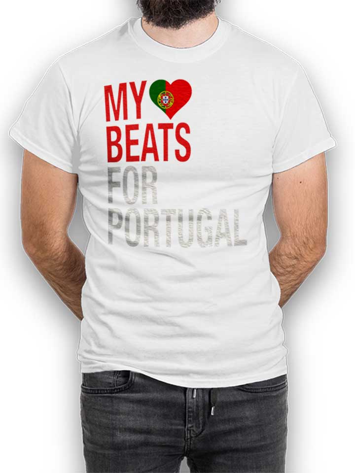 My Heart Beats For Portugal T-Shirt bianco L