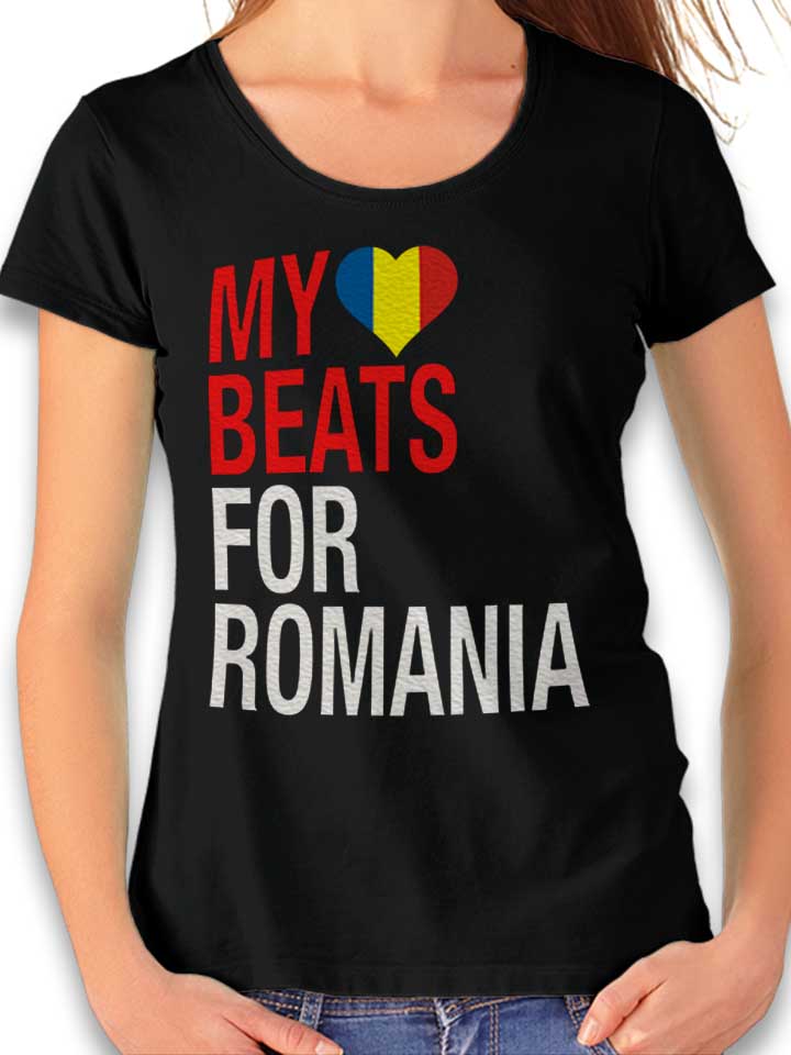 My Heart Beats For Romania Womens T-Shirt black L