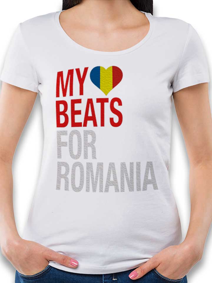 My Heart Beats For Romania Damen T-Shirt weiss L