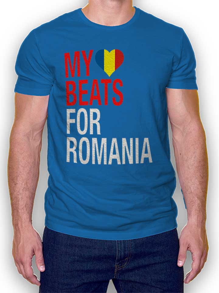 My Heart Beats For Romania Camiseta azul-real L