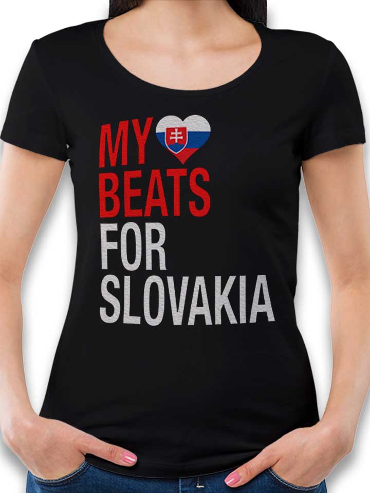 My Heart Beats For Slovakia Damen T-Shirt schwarz L