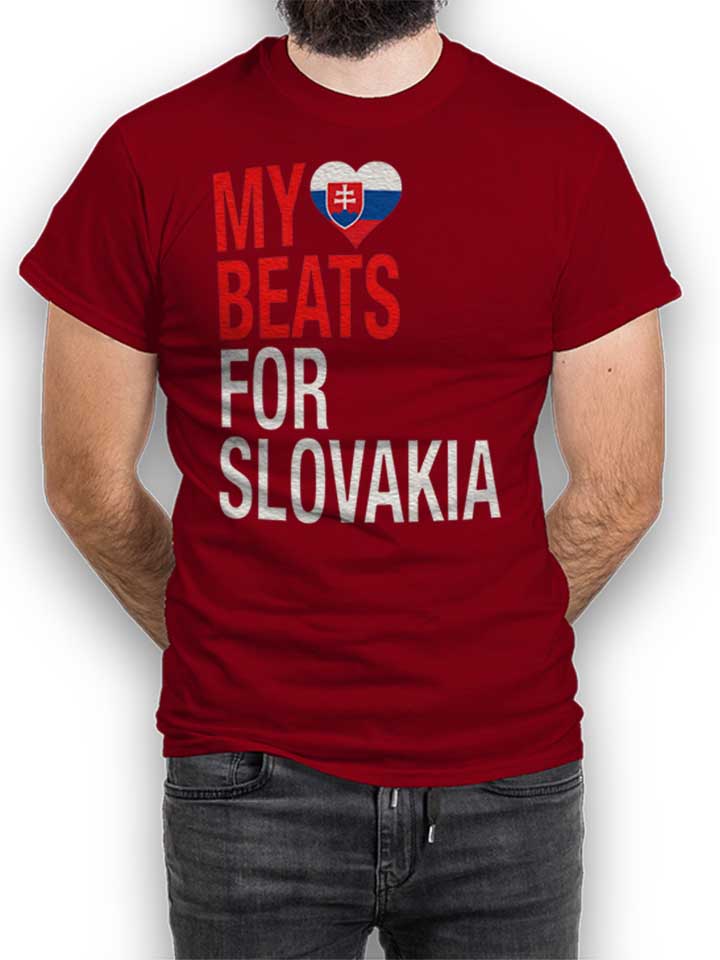 My Heart Beats For Slovakia T-Shirt bordeaux L