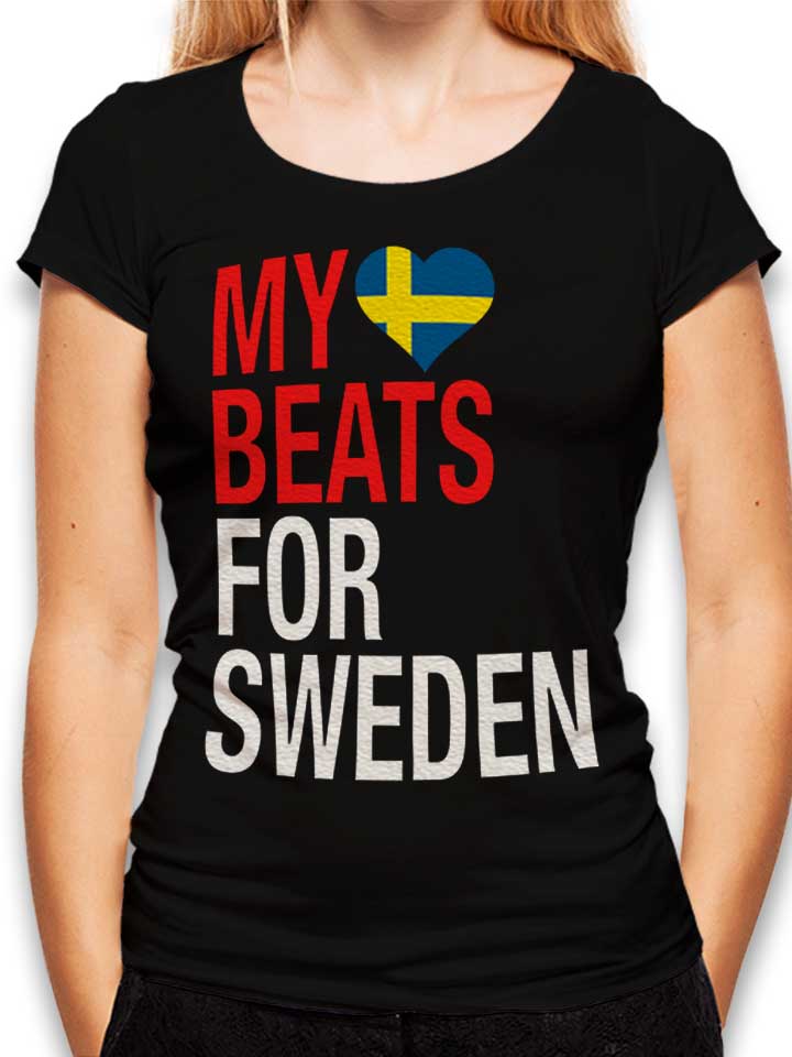 My Heart Beats For Sweden Womens T-Shirt black L