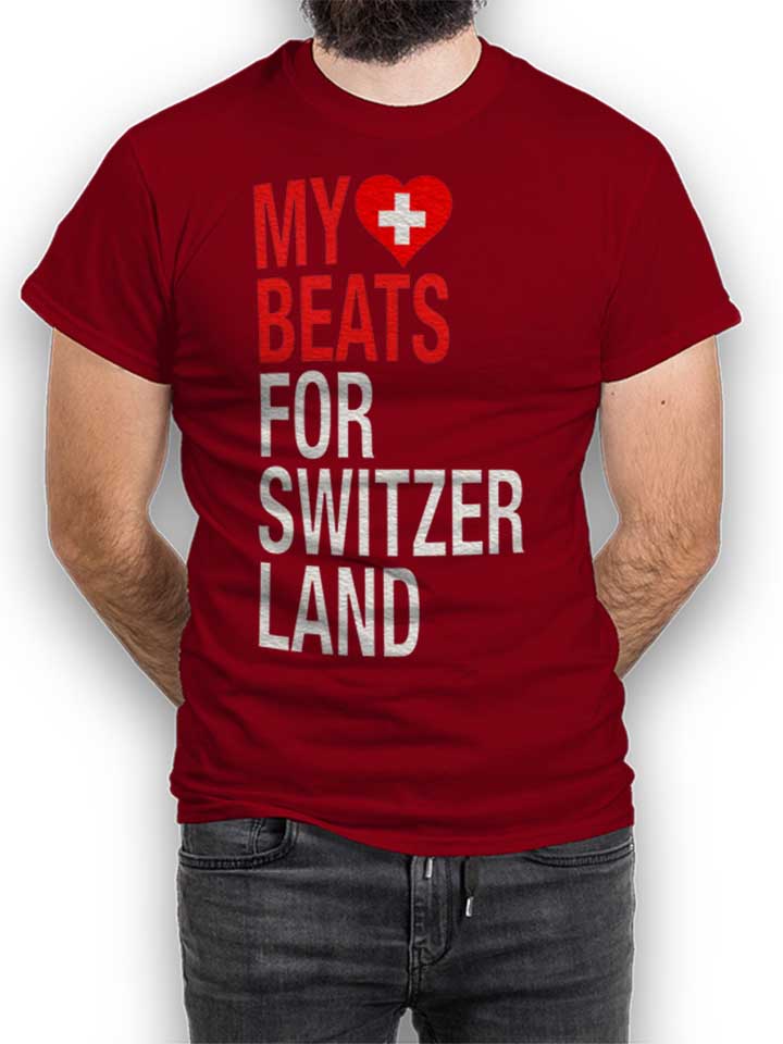 My Heart Beats For Switzerland T-Shirt bordeaux L