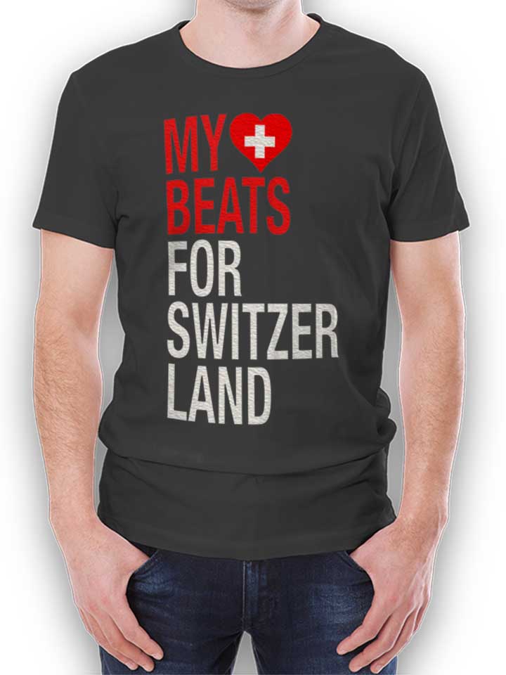 My Heart Beats For Switzerland T-Shirt gris-fonc L