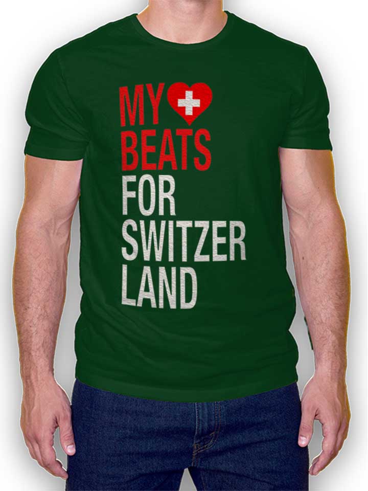 My Heart Beats For Switzerland T-Shirt dark-green L