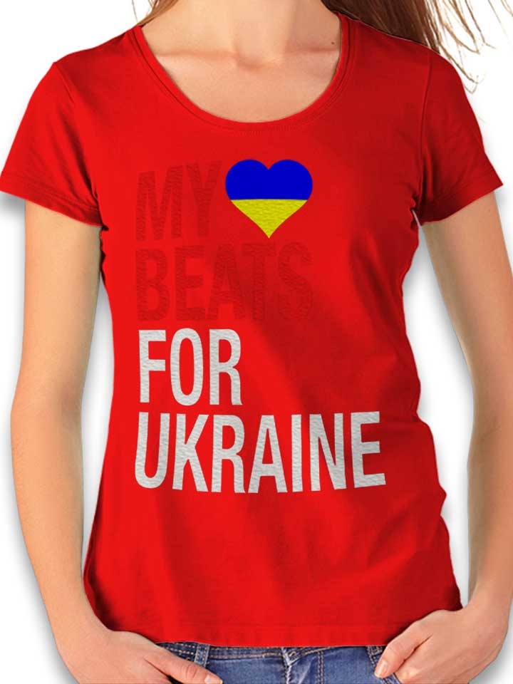 My Heart Beats For Ukraine T-Shirt Donna rosso L