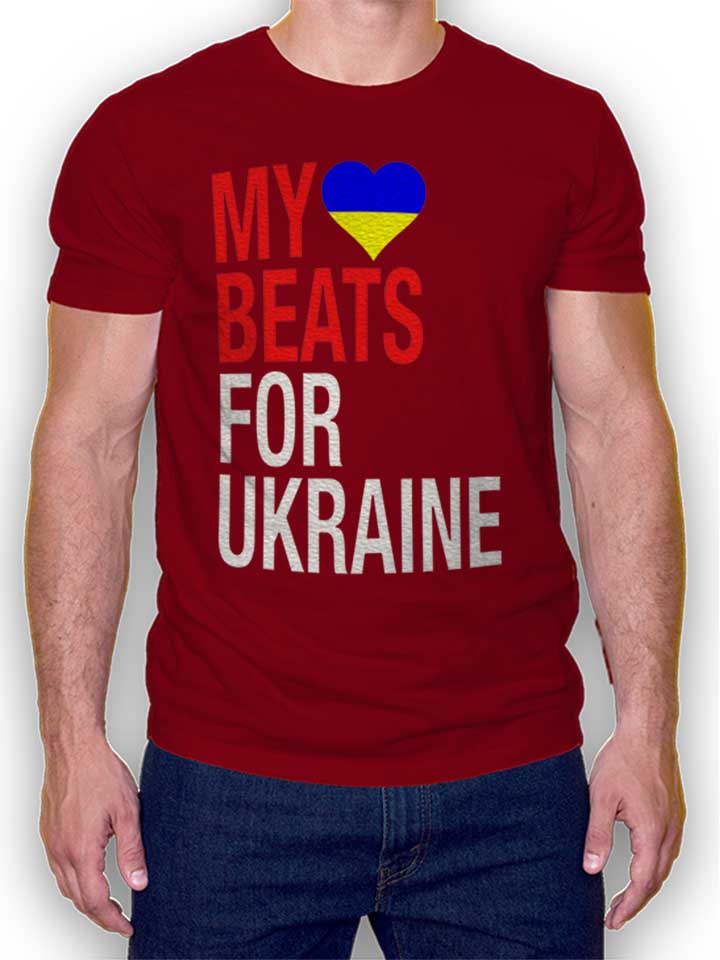 My Heart Beats For Ukraine T-Shirt bordeaux L